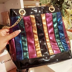 Vintage Giorgini black multicolor patent leather bag